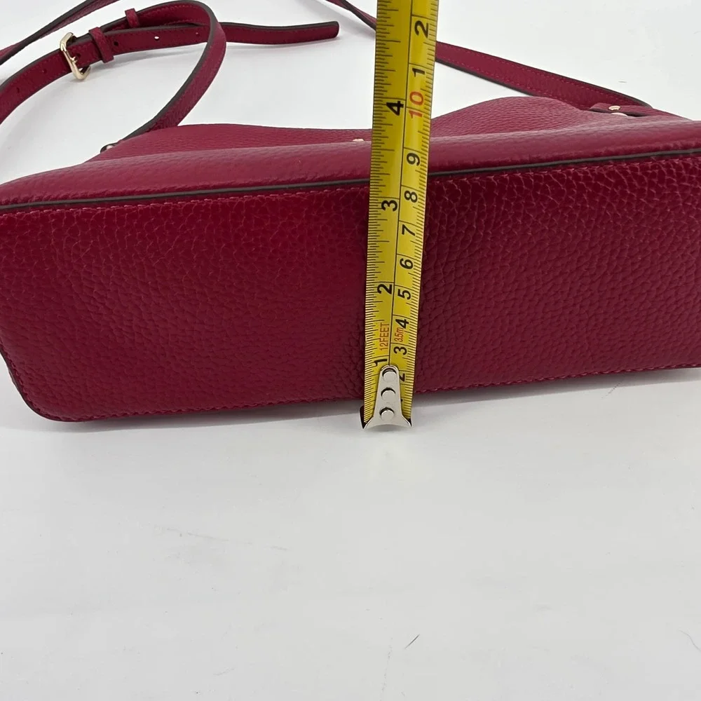 Kate Spade New York Red Pebble Leather Dome Crossbody Bag Gold Hardware